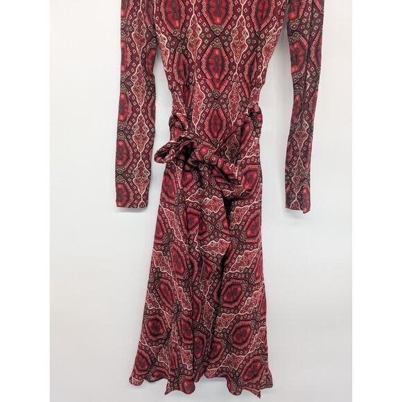 NWT Alice + Olivia Clare Long-Sleeve Turtleneck Belt Dress Sz 0 Burgundy #2C453 - Picture 6 of 12